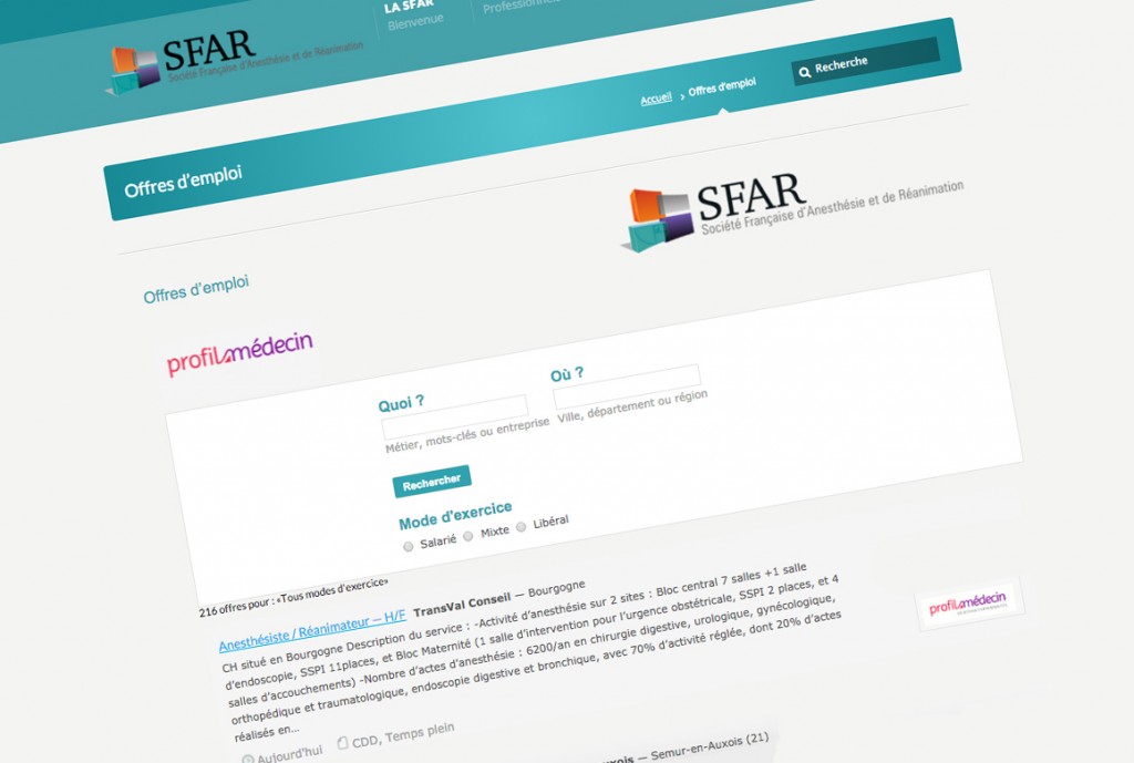 emploi SFAR médecins 